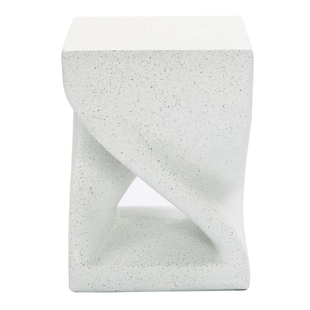 Speckled White MgO Square Twisted Indoor and Outdoor Side Table. Picture 1