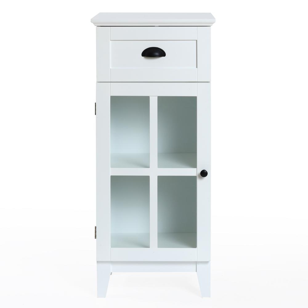 White MDF Wood Slim Bathroom Storage Cabinet and End Table. Picture 1