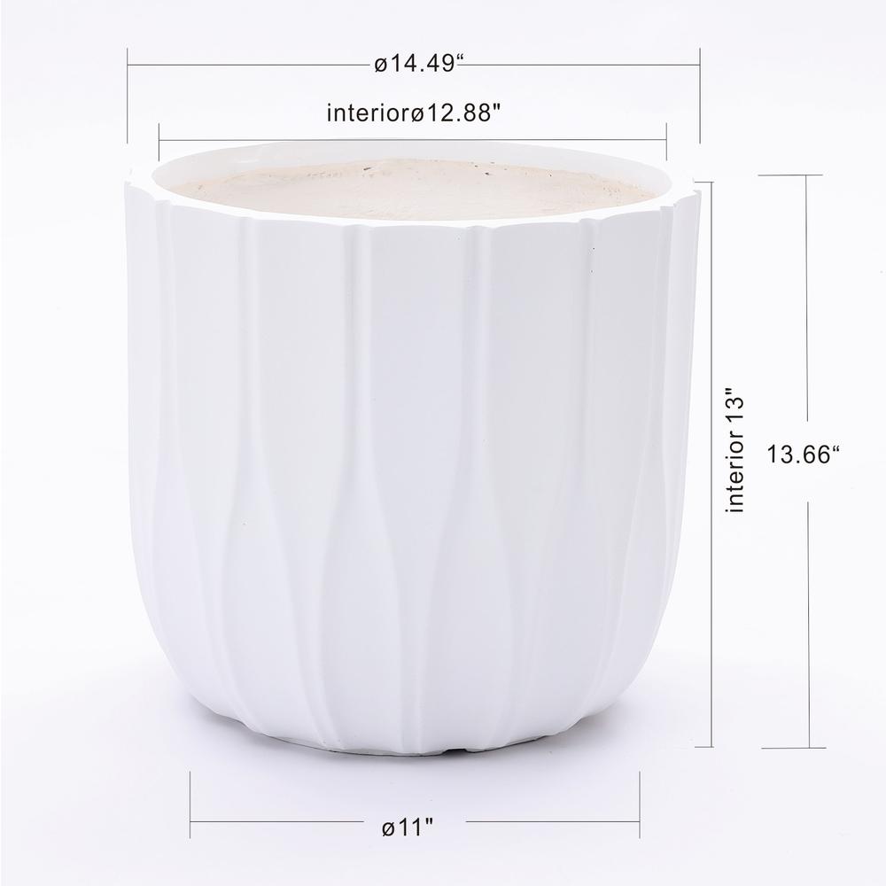 White MgO 14.5-in Round Planter. Picture 9