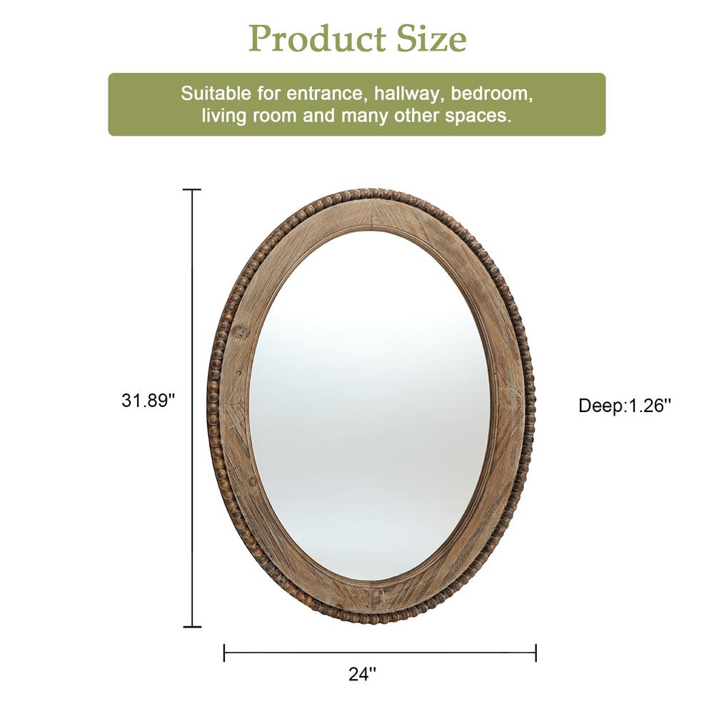 Cameo Wood Framed 32-Inch Oval Wall Mirror. Picture 13