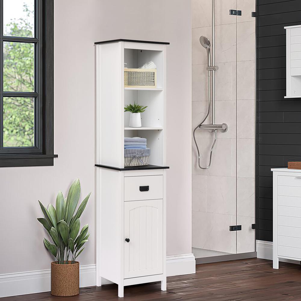 White Wood 63" H Tower Bathroom Cabinet. Picture 16