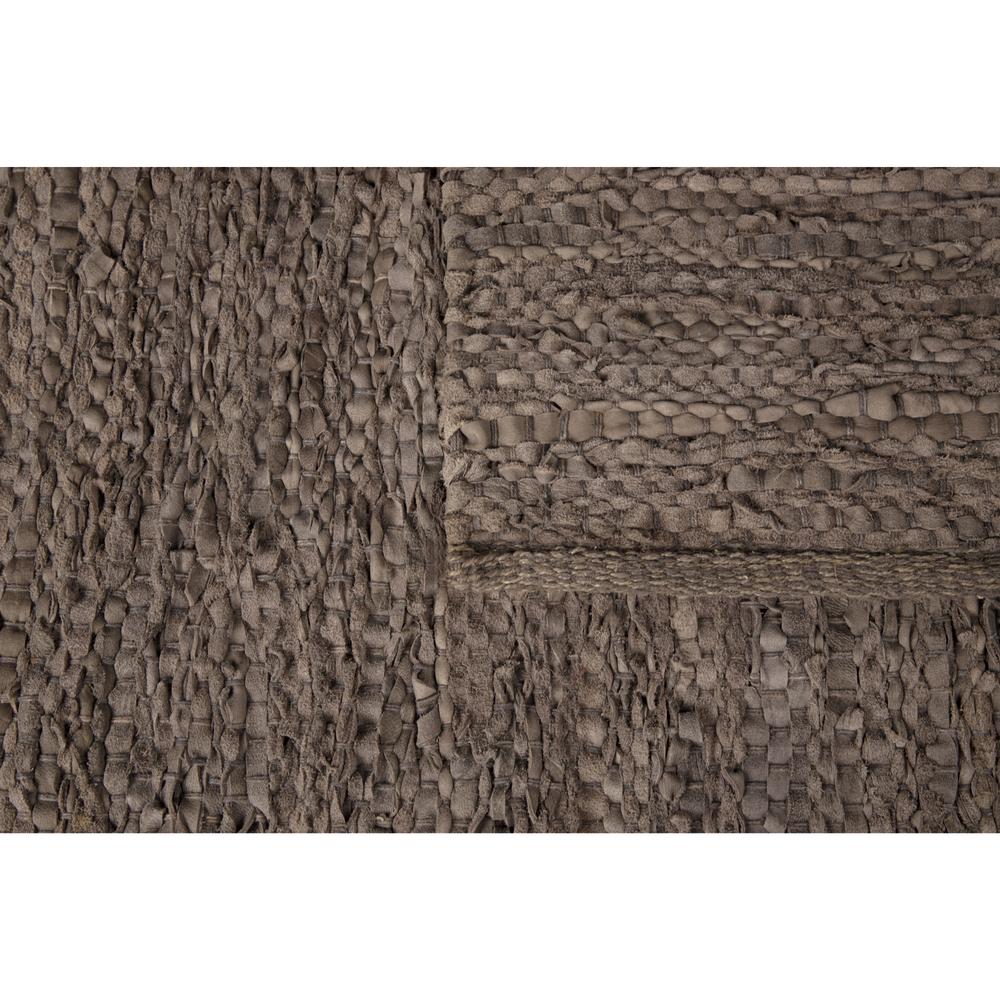 4'x6' Handwoven Gray Leather/Cotton Rug. Picture 6