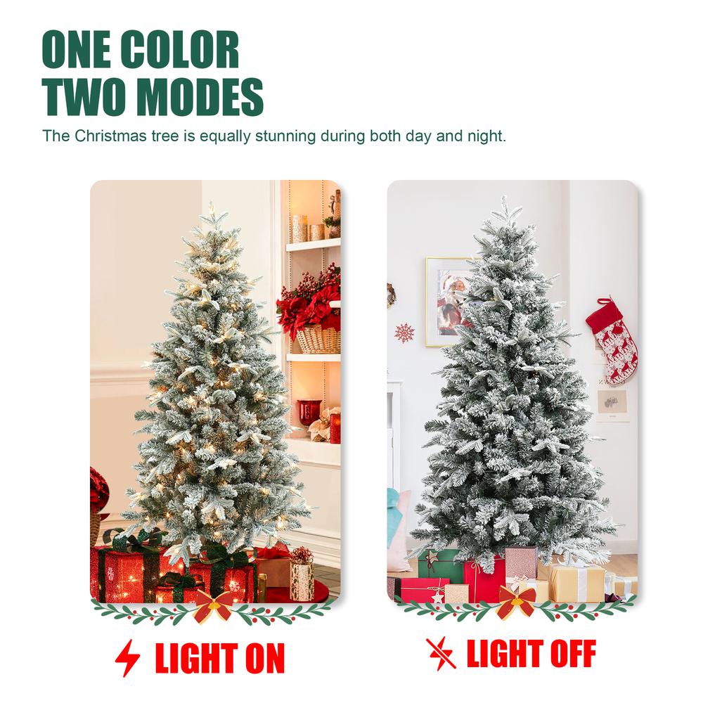 5Ft Pre-Lit Full Artificial Flocked Christmas Tree. Picture 13