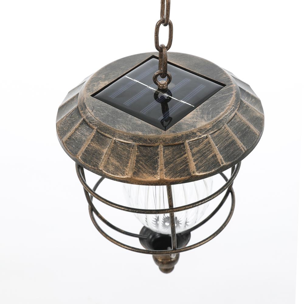 5.9in. Dia. Solar Hanging Accent Globe Light in Iron Lantern. Picture 4