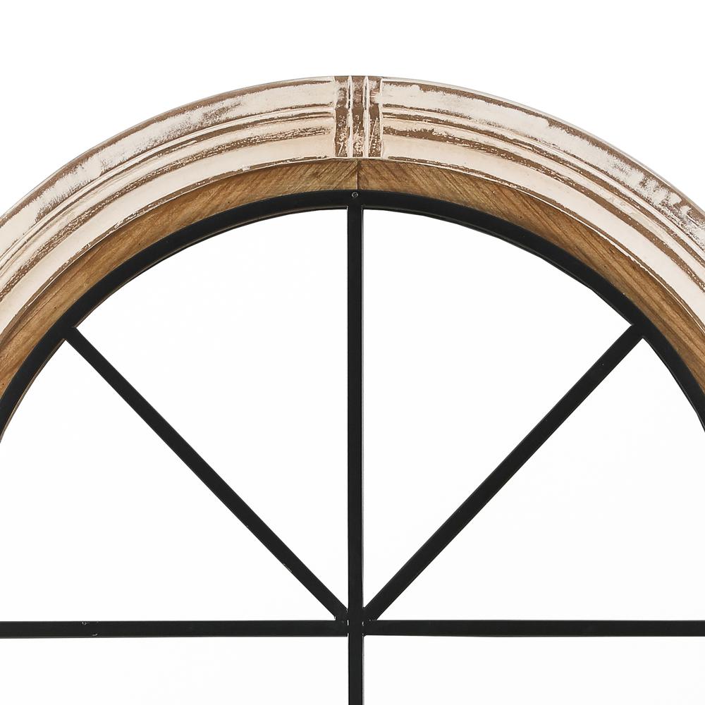 Rustic Wood and Iron Arched Window Wall Mirror. Picture 4