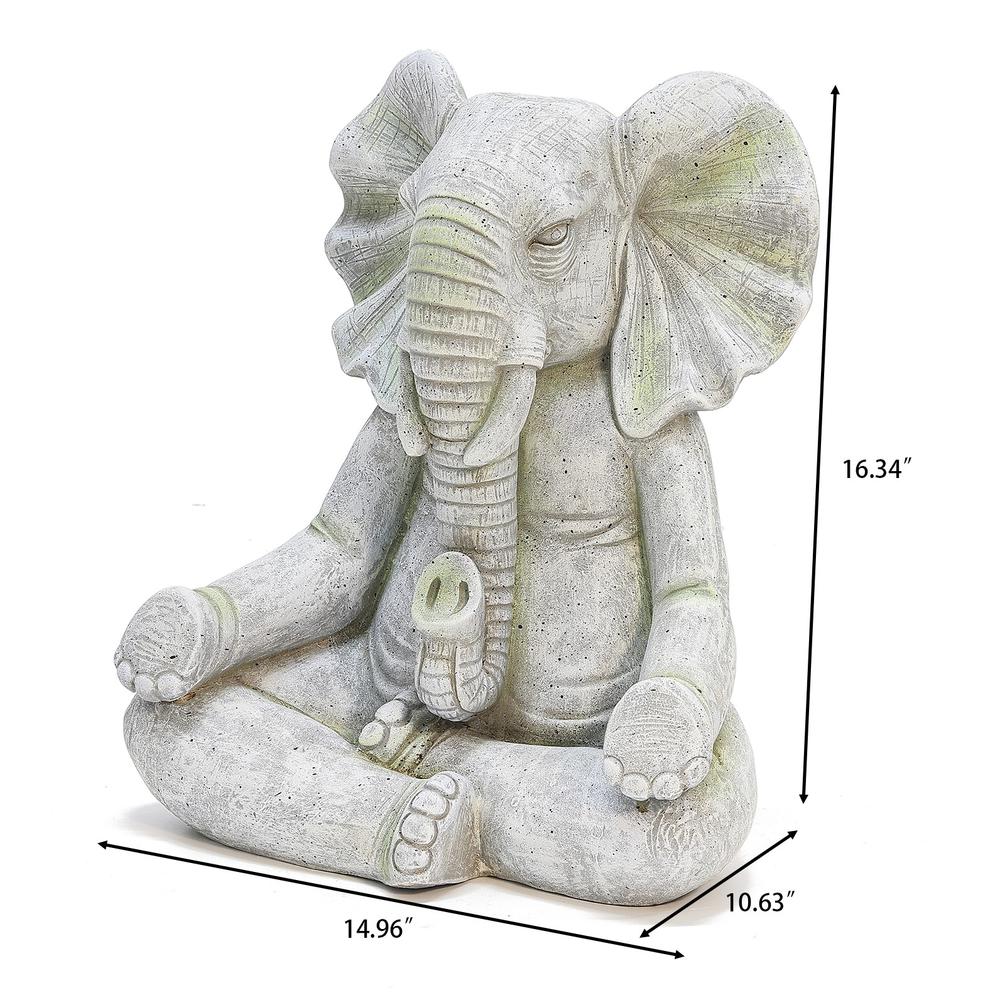 Gray MgO Meditating Elephant Statue. Picture 10
