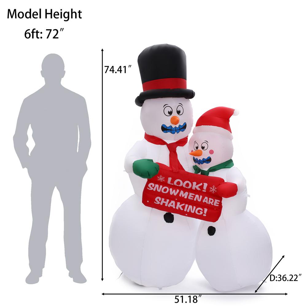 6Ft Holiday Snowman Couple Inflatable with LED Lights. Picture 9