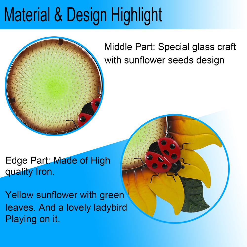 Sunflower Metal and Glass Outdoor Wall Décor. Picture 2
