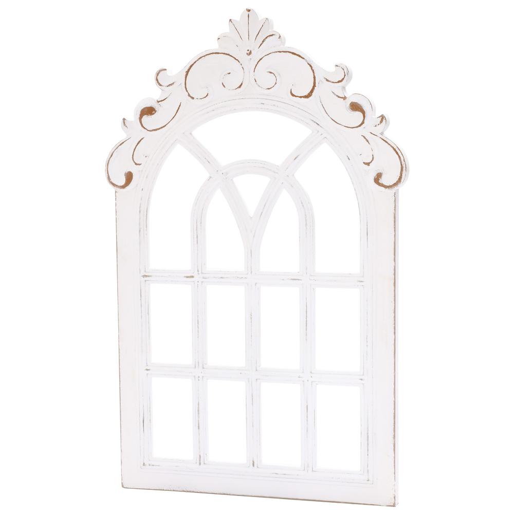 Distressed White Vintage Arched Window Wood Wall Decor. Picture 5