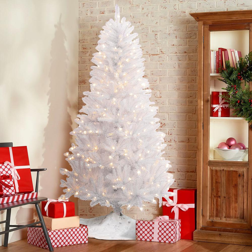 6.5Ft Pre-Lit Artificial White Full Christmas Tree. Picture 3