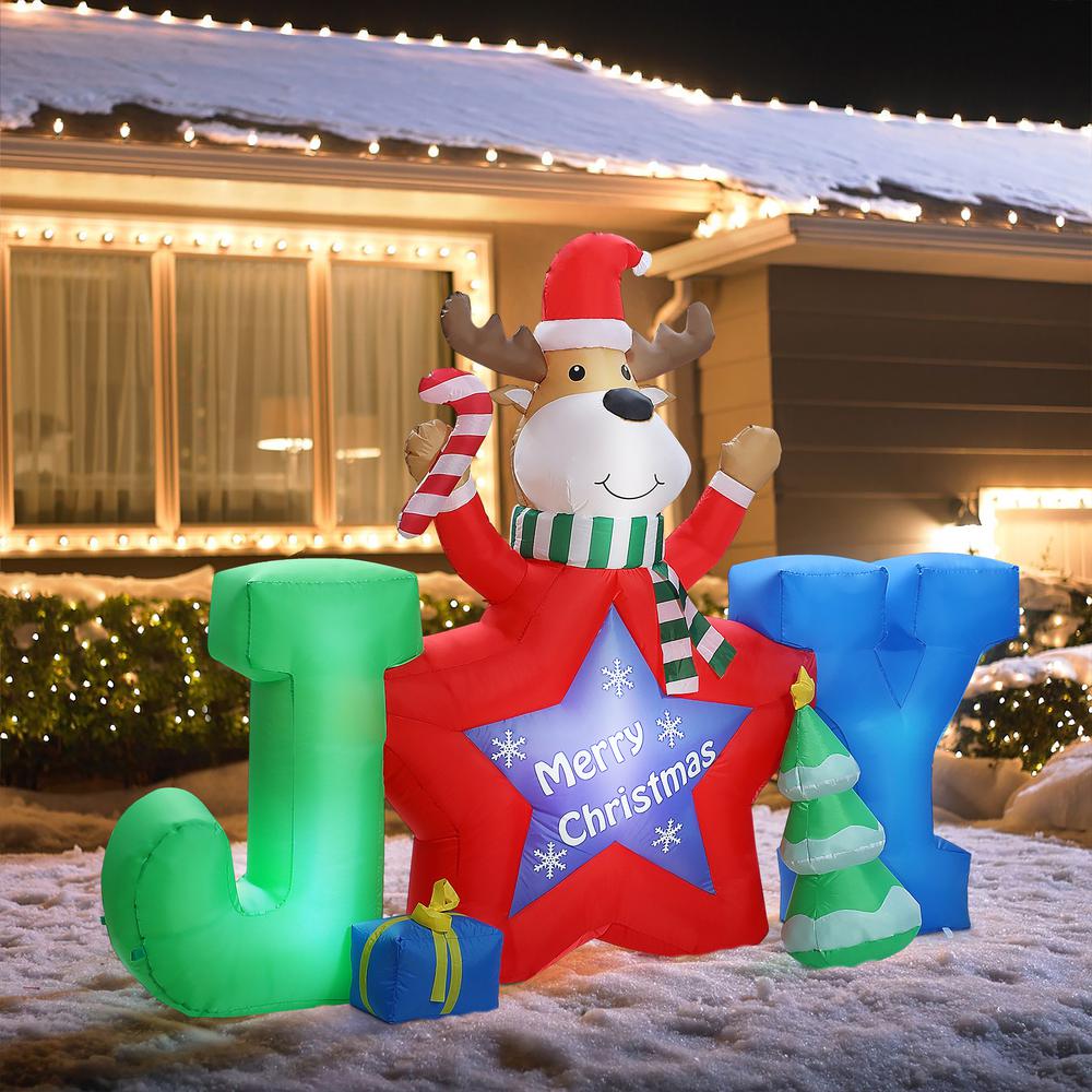 6Ft L Reindeer Joy Outdoor Holiday Inflatable with LED lights. Picture 4