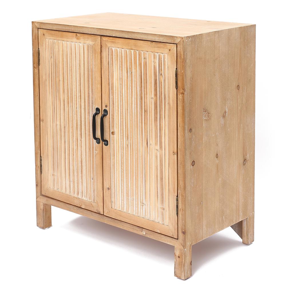 LuxenHome Natural Wood 2-Door Storage Cabinet. Picture 3
