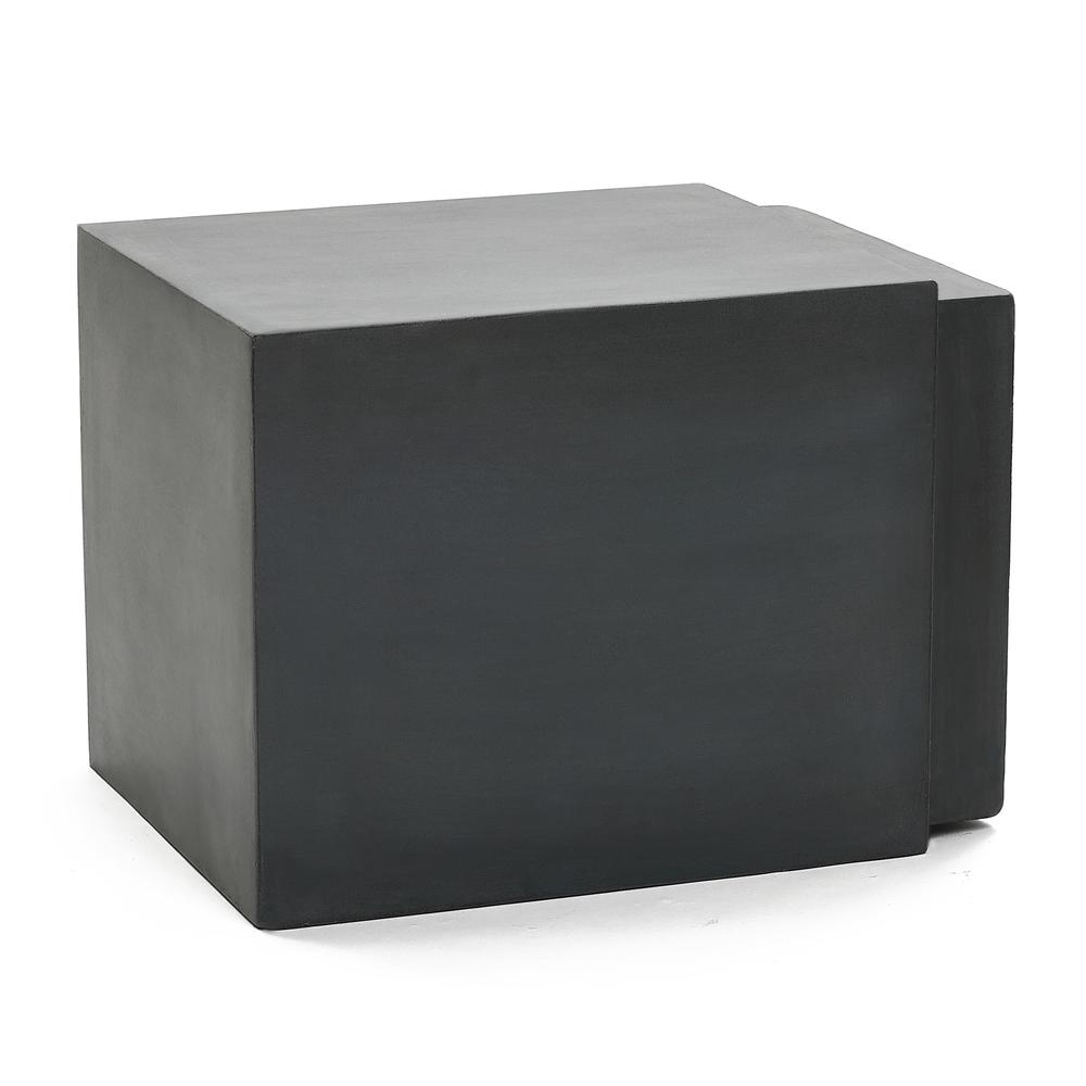 Gray Cement Indoor Outdoor Square Stool and Side Table. Picture 10
