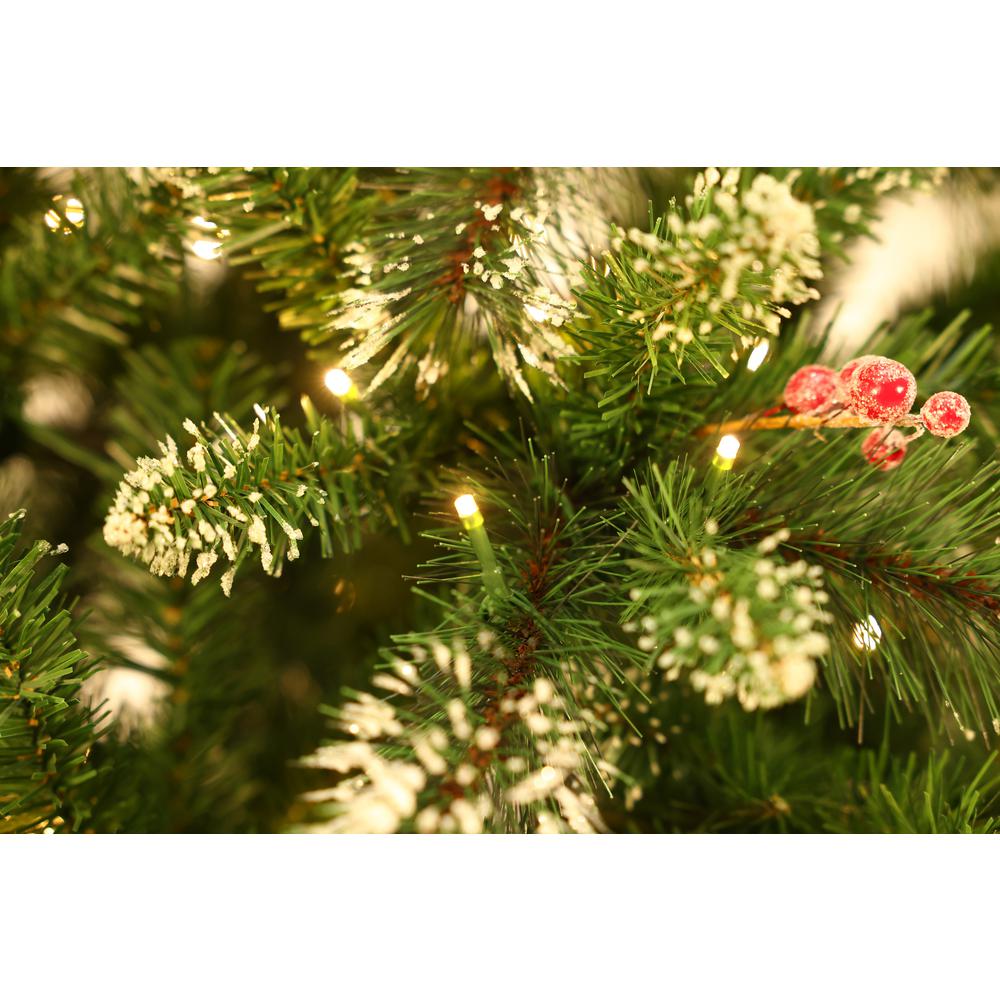 6Ft Pre-Lit LED Artificial Full Pine Christmas Tree with Pine Cones and Red Holly Berries. Picture 11