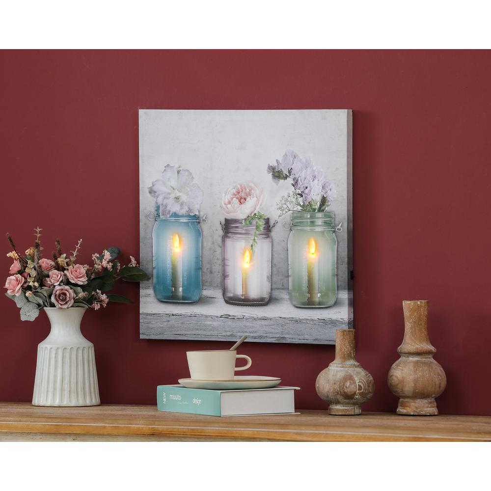 Candle Flower Jars Lighted Canvas Print. Picture 3