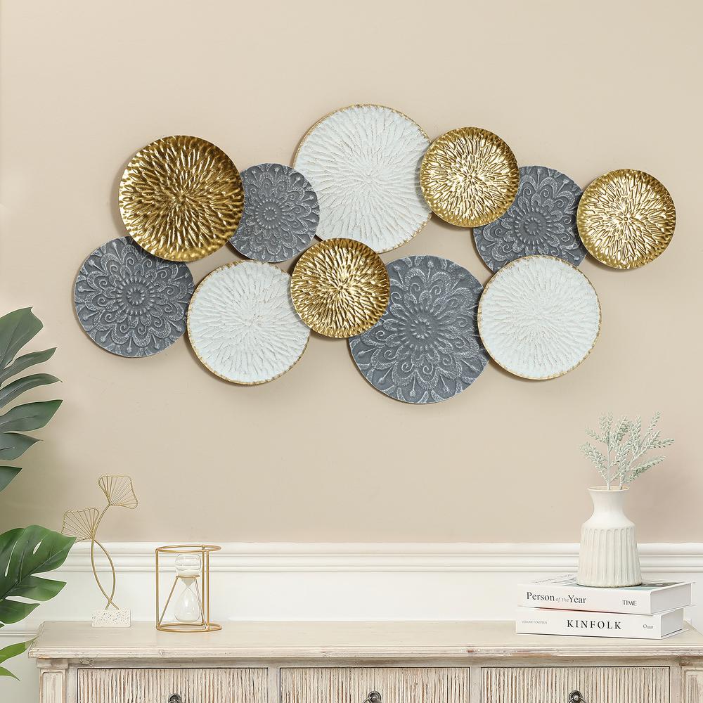 48" W Connected Circles Metal Wall Decor Sculpture. Picture 2