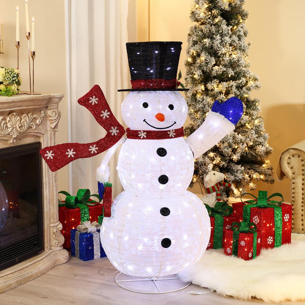 Snowman with Gift Lighted LED Winter Holiday Yard Decoration. Picture 2