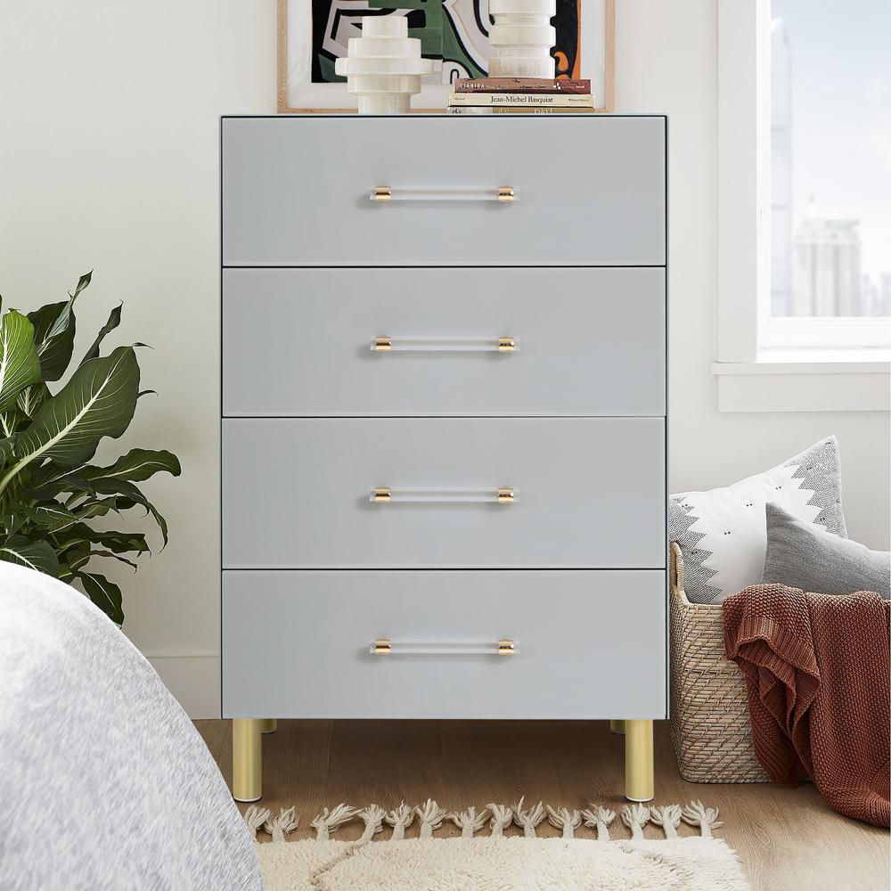 Modern Light Gray 37.3" Tall 4-Drawer Chest. Picture 13