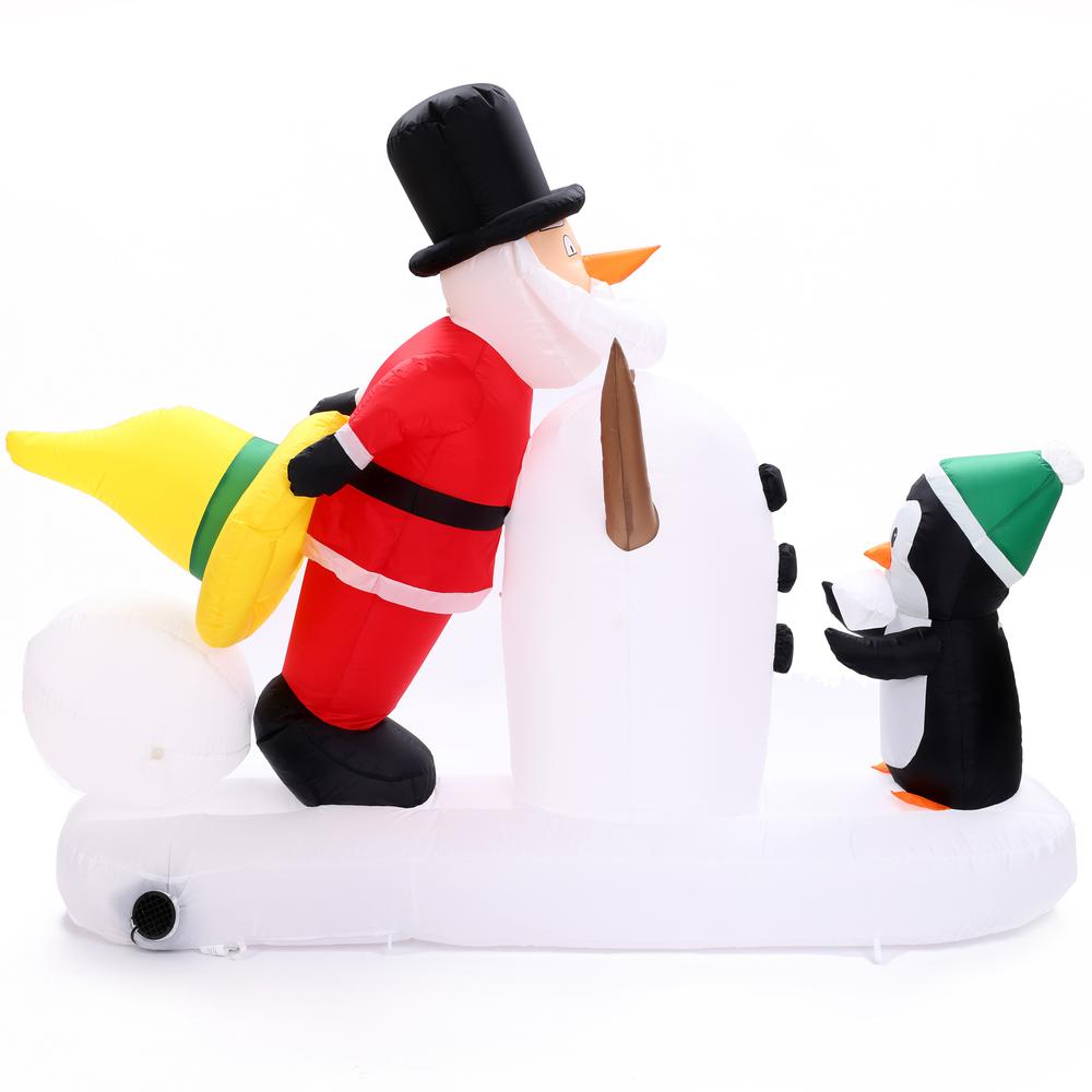 6Ft Santa Snowman and Penguin Inflatable with LED Lights. Picture 7
