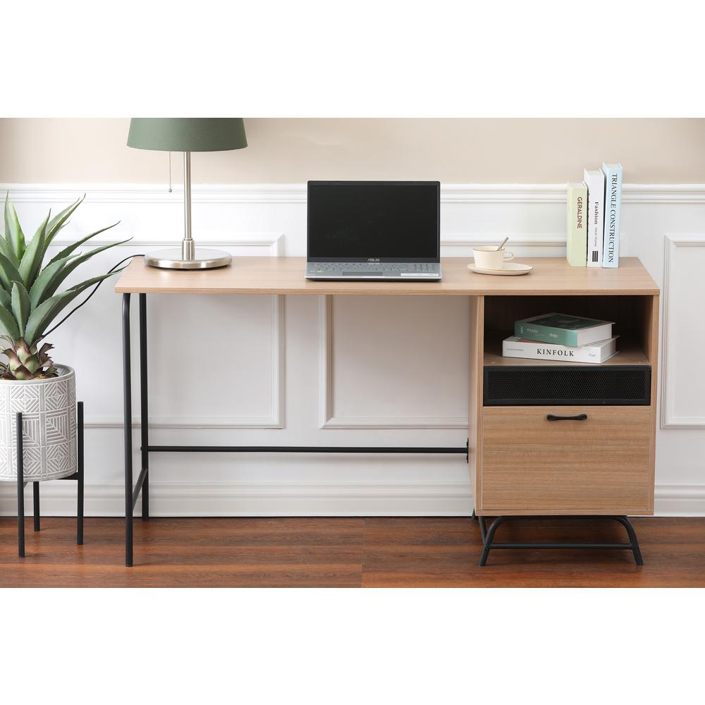 Light Oak Finish Home Office Desk. Picture 7