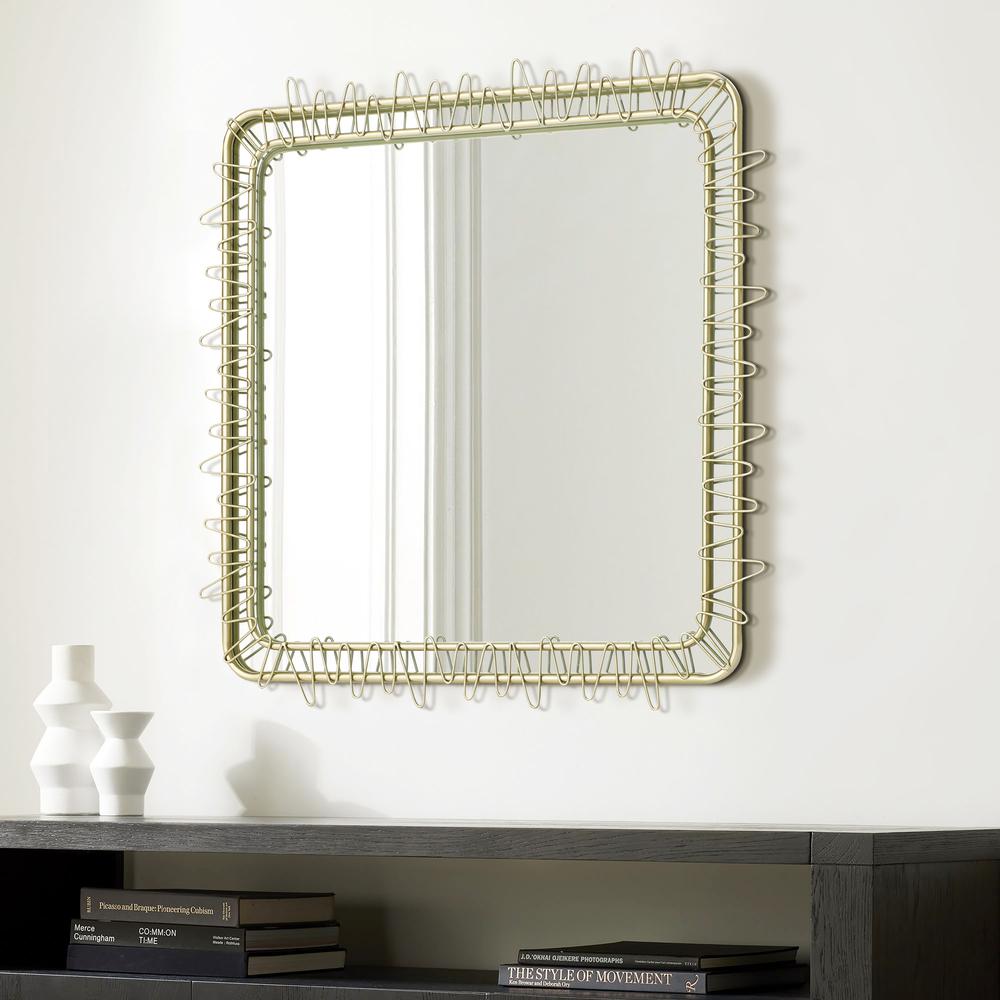 Gold Metal Frame 30.2-In Square Accent Wall Mirror. Picture 8