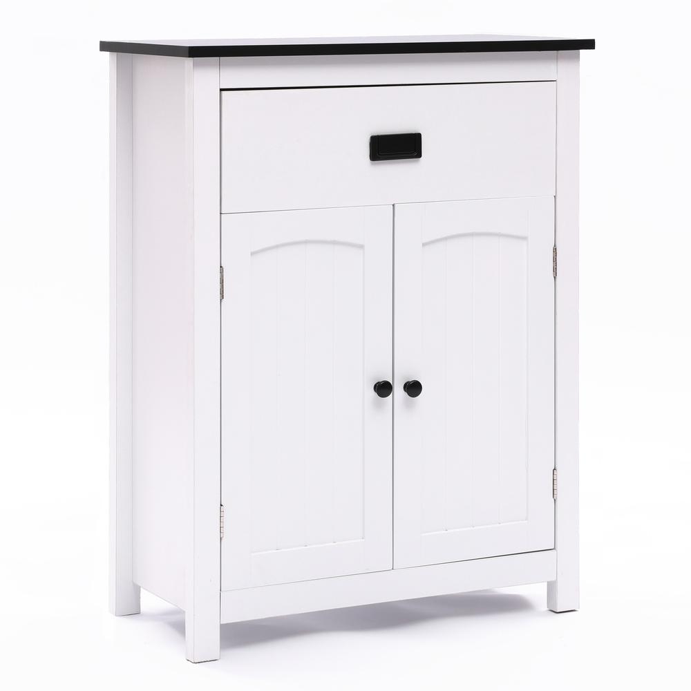 White Manufactured Wood 1-Drawer 1-Door Bathroom Linen Cabinet. Picture 5