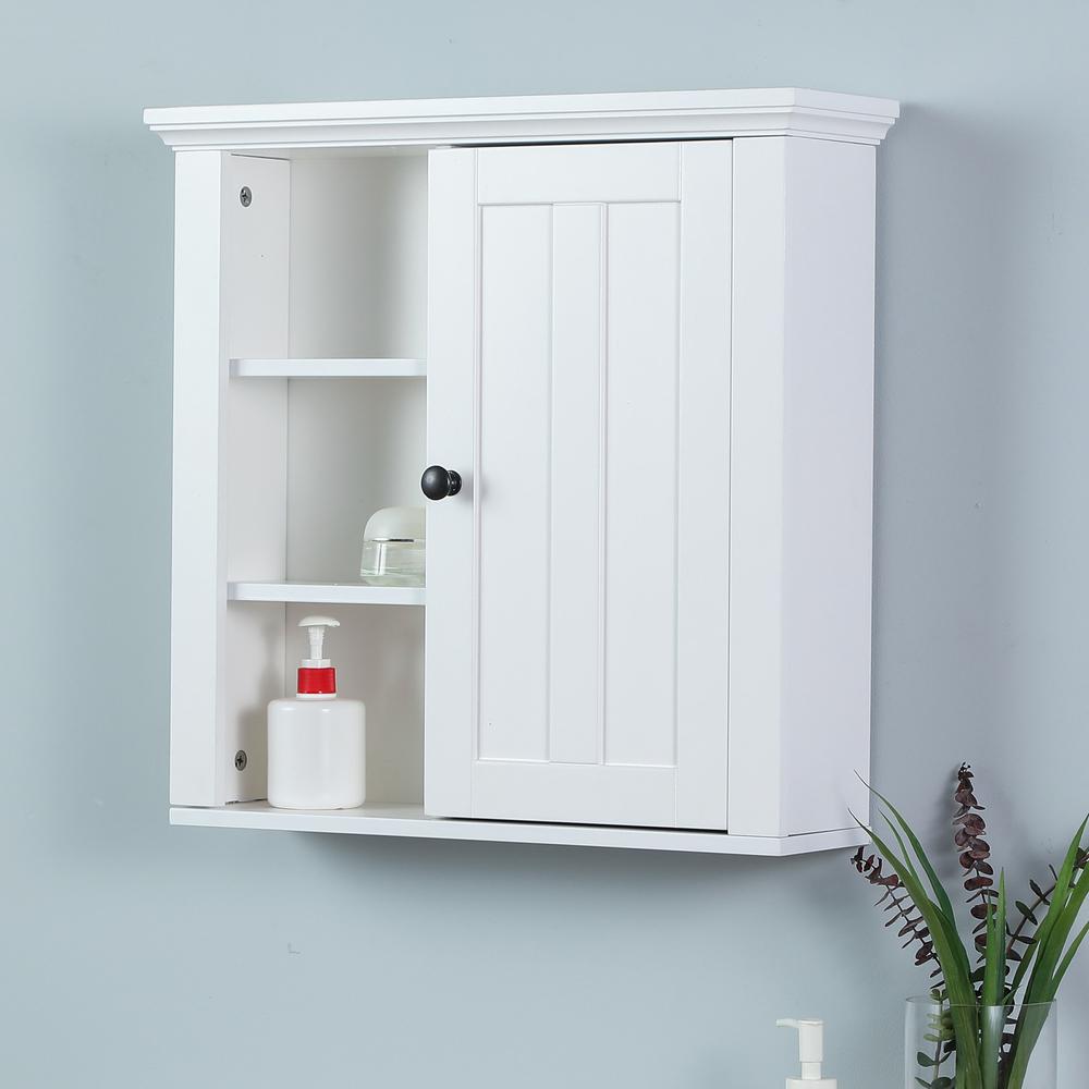 White MDF Wood Bathroom Wall Storage Cabinet. Picture 7