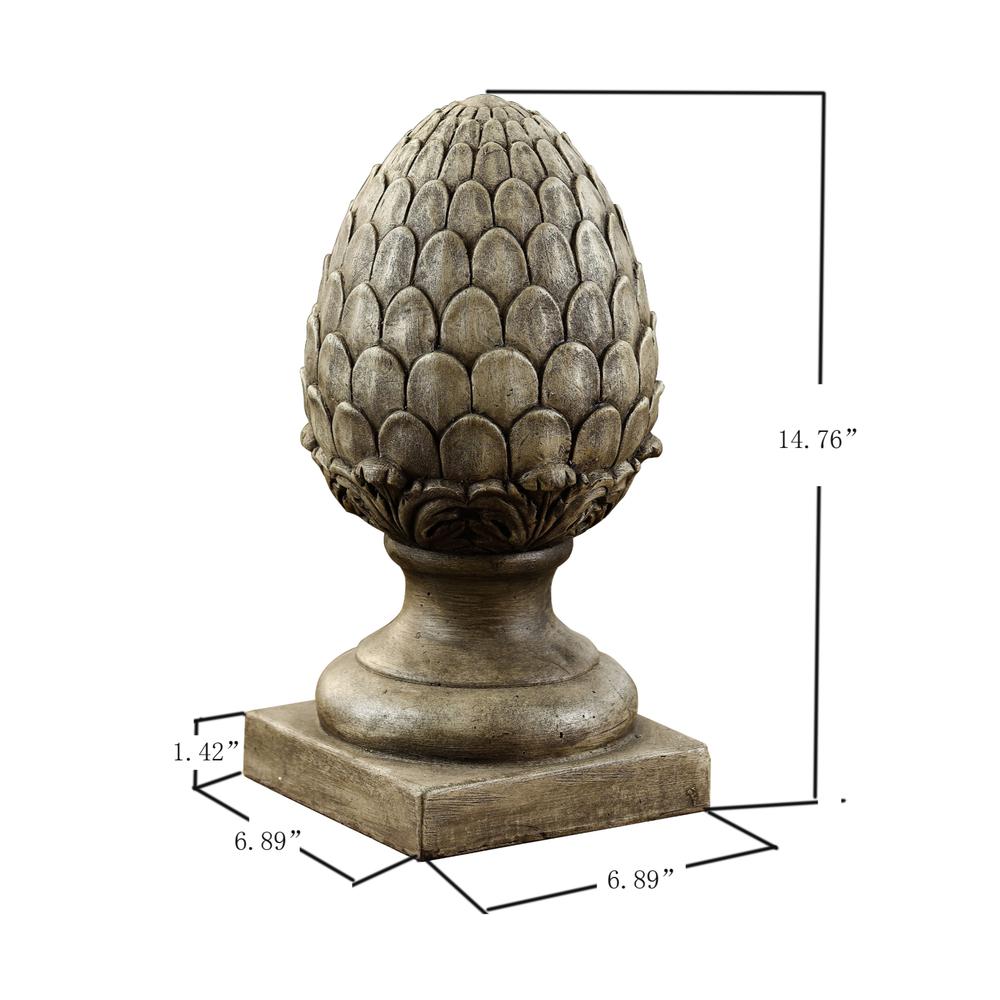 Weathered Brown MgO Artichoke Finial Statue. Picture 5
