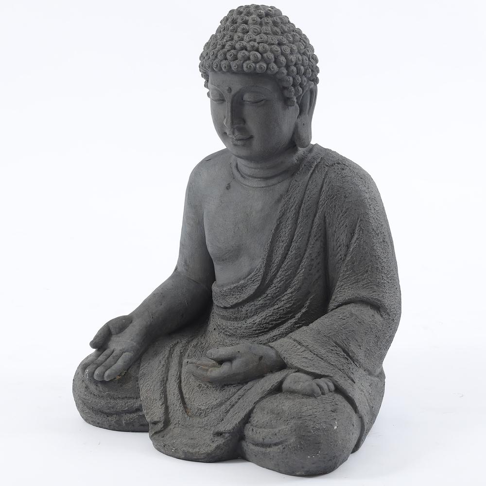 LuxenHome Gray MgO Meditating Buddha Outdoor Statue. Picture 3