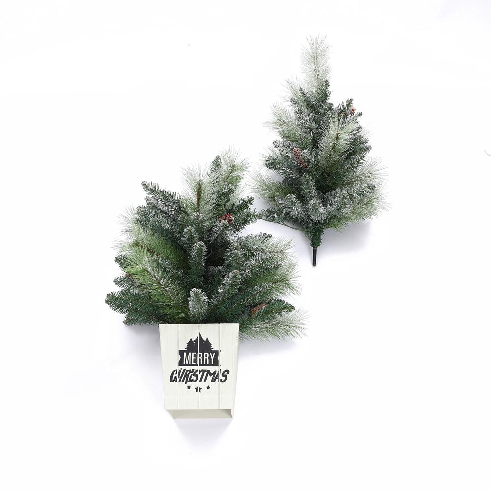 4Ft Pre-Lit LED Artificial Flocked Pine Christmas Tree with Pine Cones and Square Pot. Picture 7