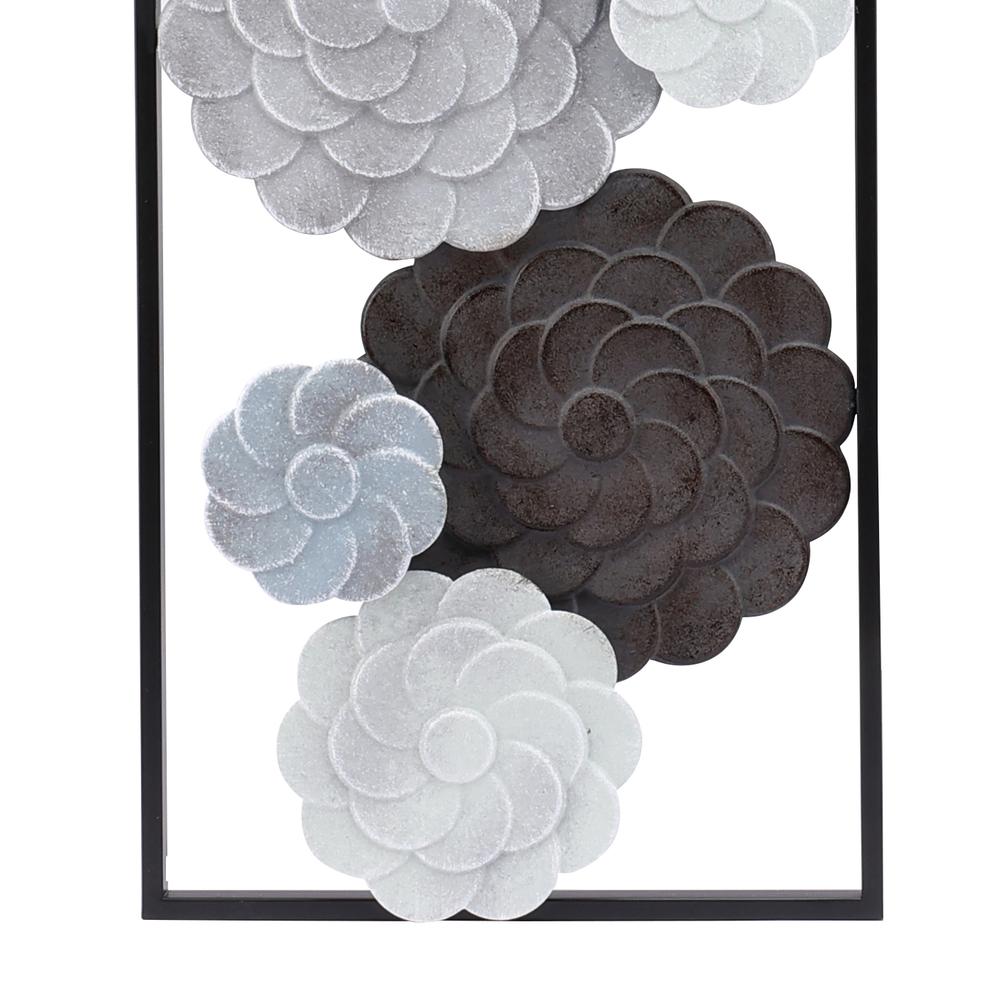 Multi-Color Flowers Metal Rectangular Panels Wall Decor, Set of 2. Picture 8