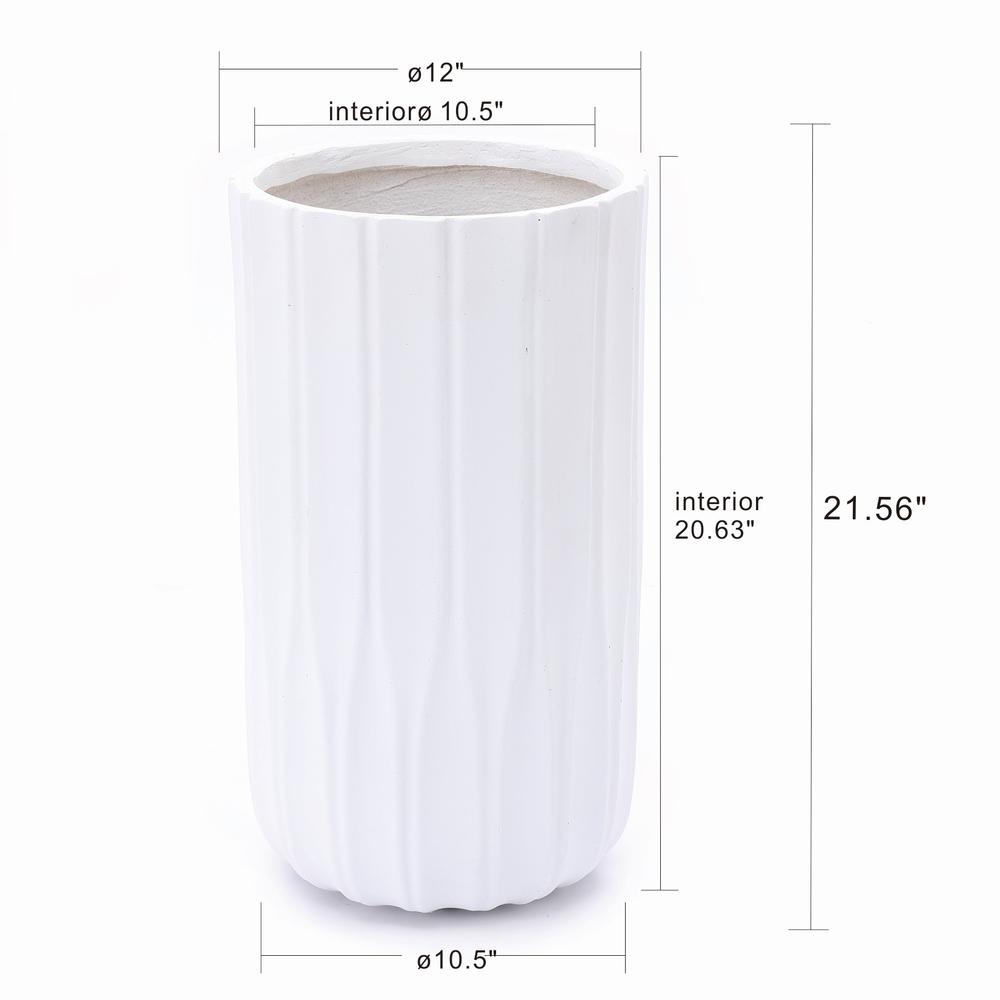 White MgO 21.56-in Tall Round Planter. Picture 7