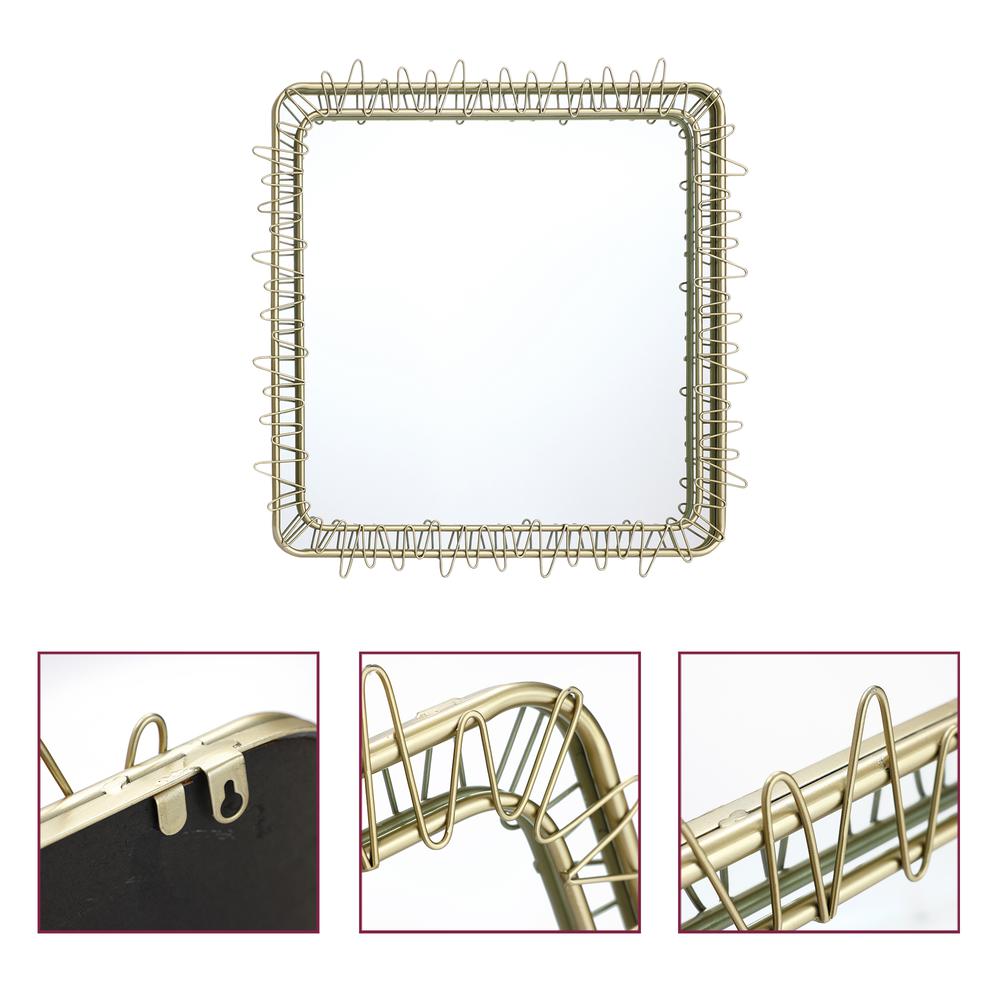 Gold Metal Frame 30.2-In Square Accent Wall Mirror. Picture 5