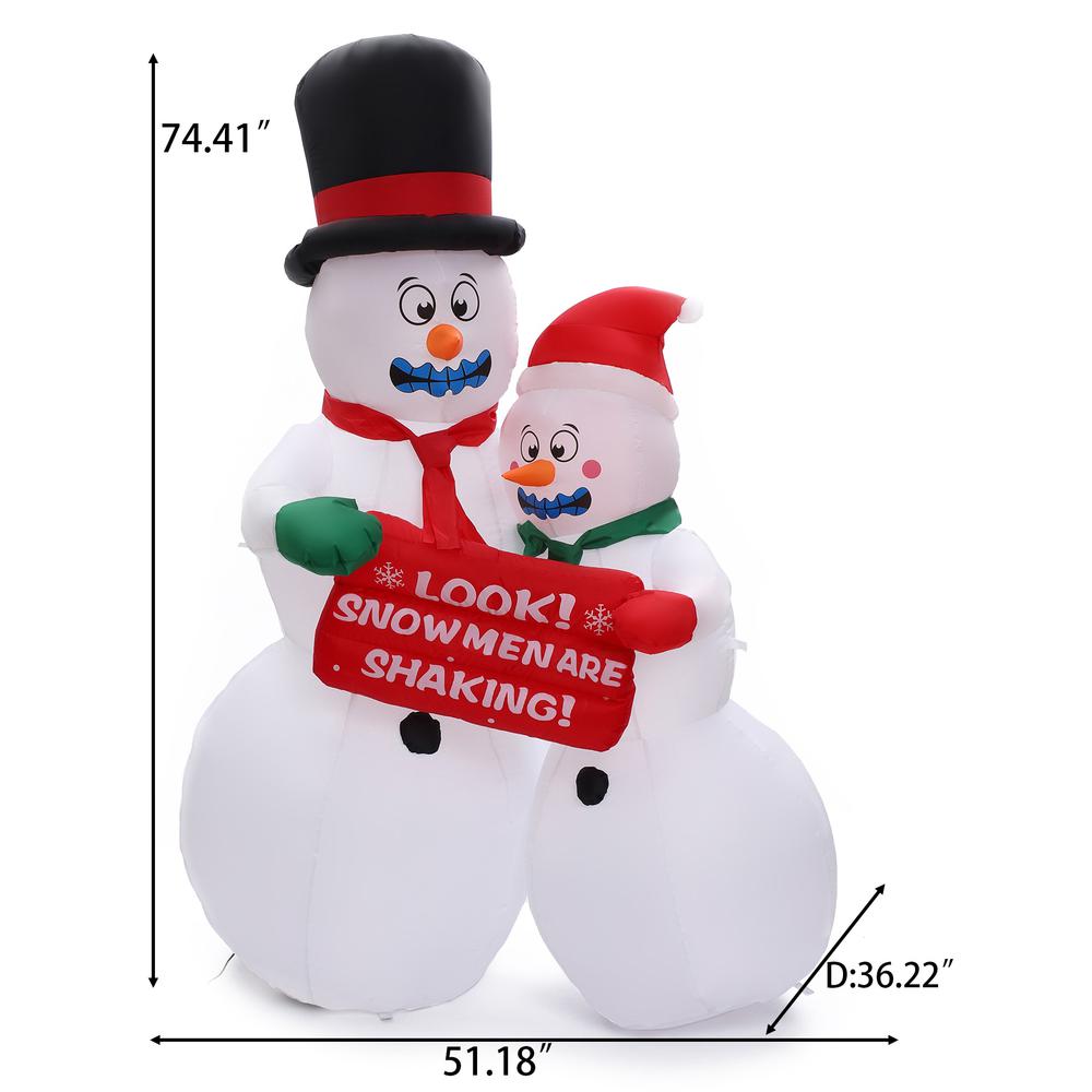 6Ft Holiday Snowman Couple Inflatable with LED Lights. Picture 11