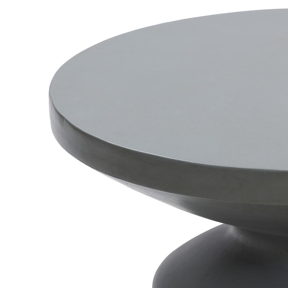 Gray MgO 24.2" Round Outdoor Coffee Table. Picture 7