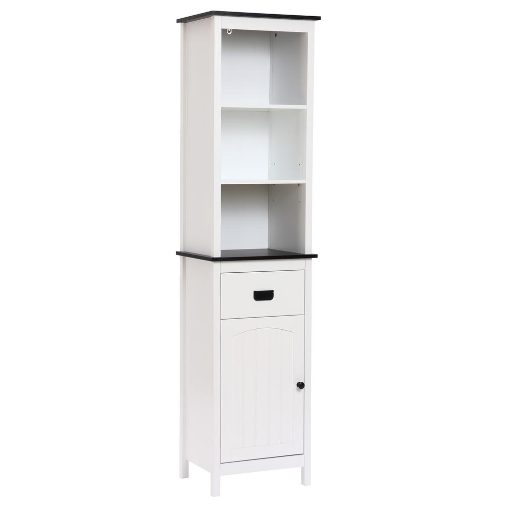White Wood 63" H Tower Bathroom Cabinet. Picture 3