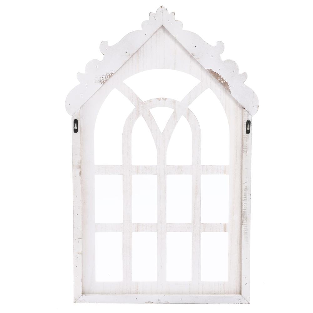 Distressed White Vintage Arched Window Wood Wall Decor. Picture 12