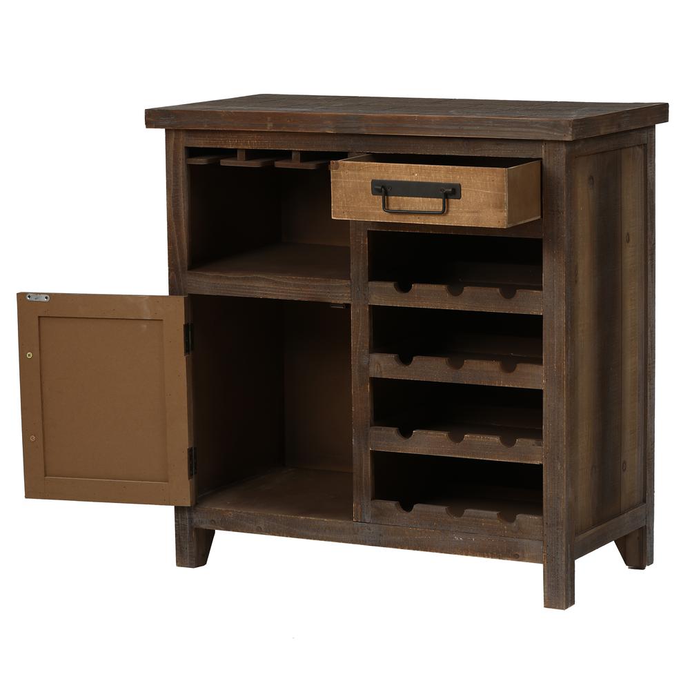 Rustic Wood 1-Drawer 1-Door Wine and Storage Cabinet. Picture 6