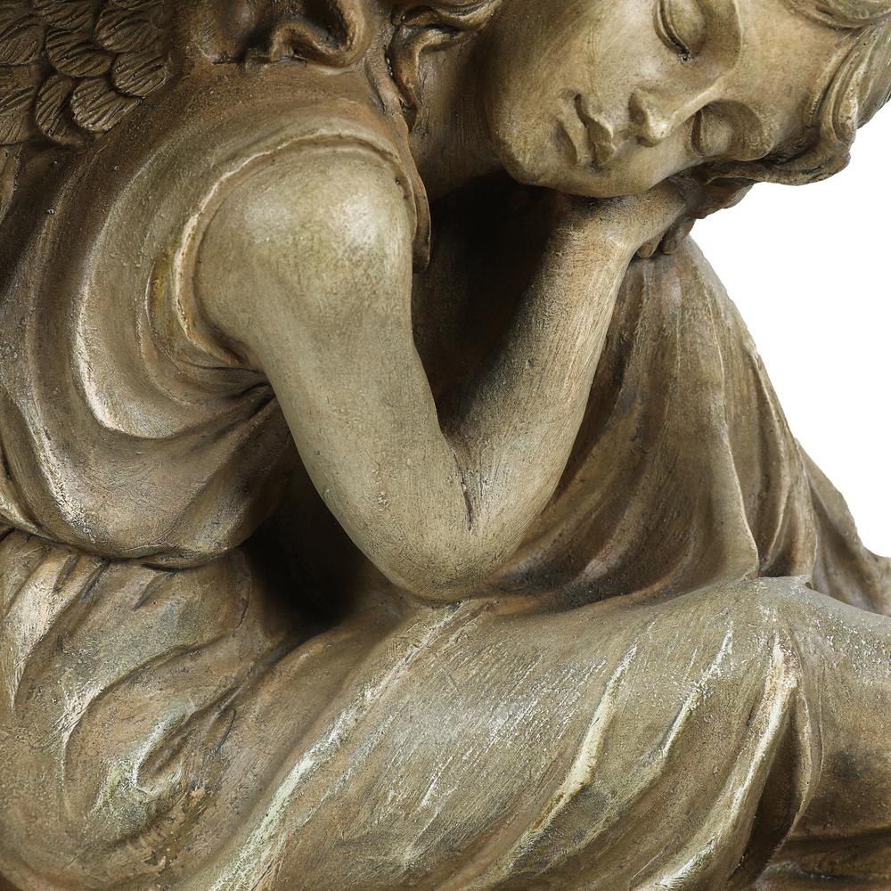 Weathered Brown MgO Sleeping Angel Statue. Picture 6