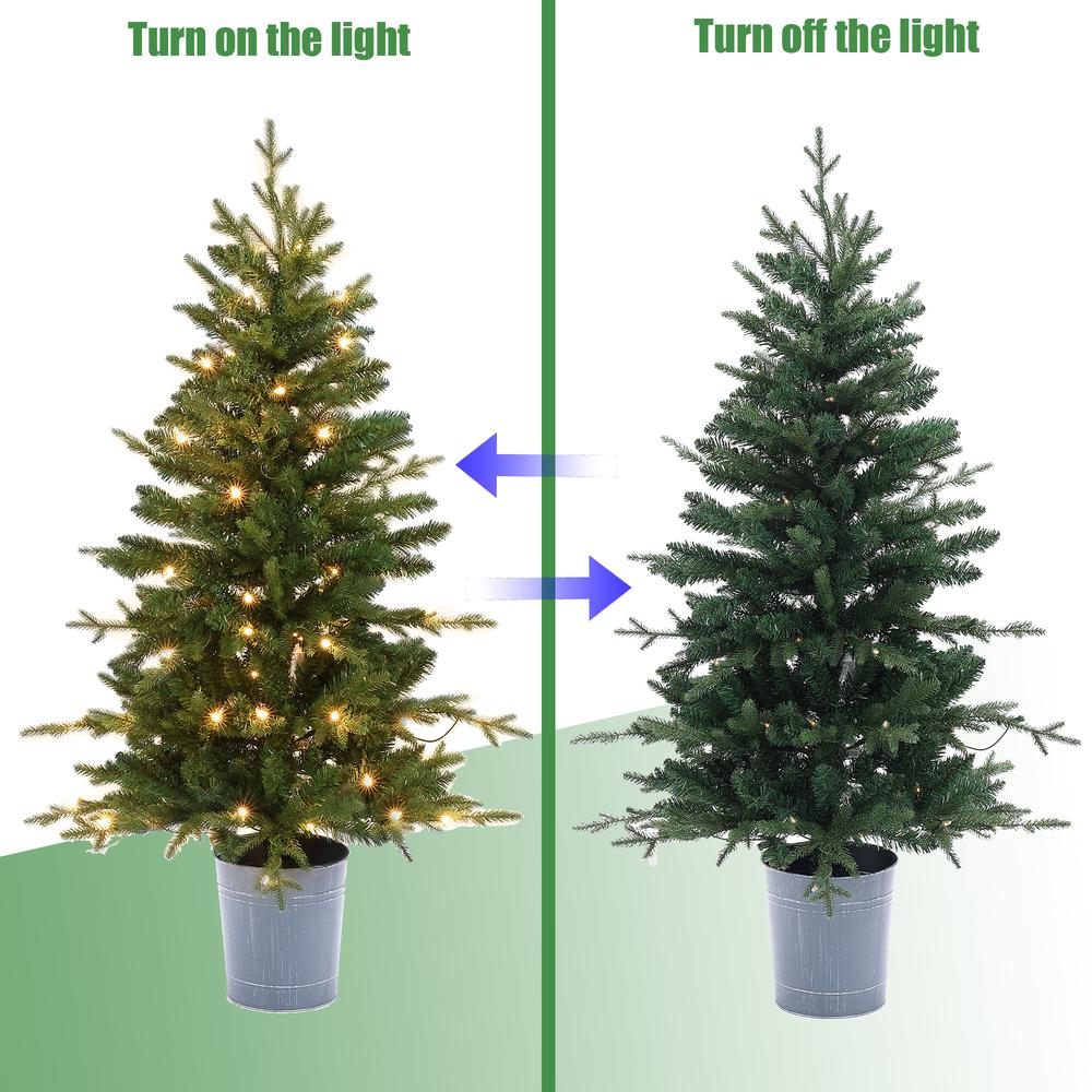 4Ft Pre-Lit LED Artificial Fir Christmas Tree with Metal Pot. Picture 8
