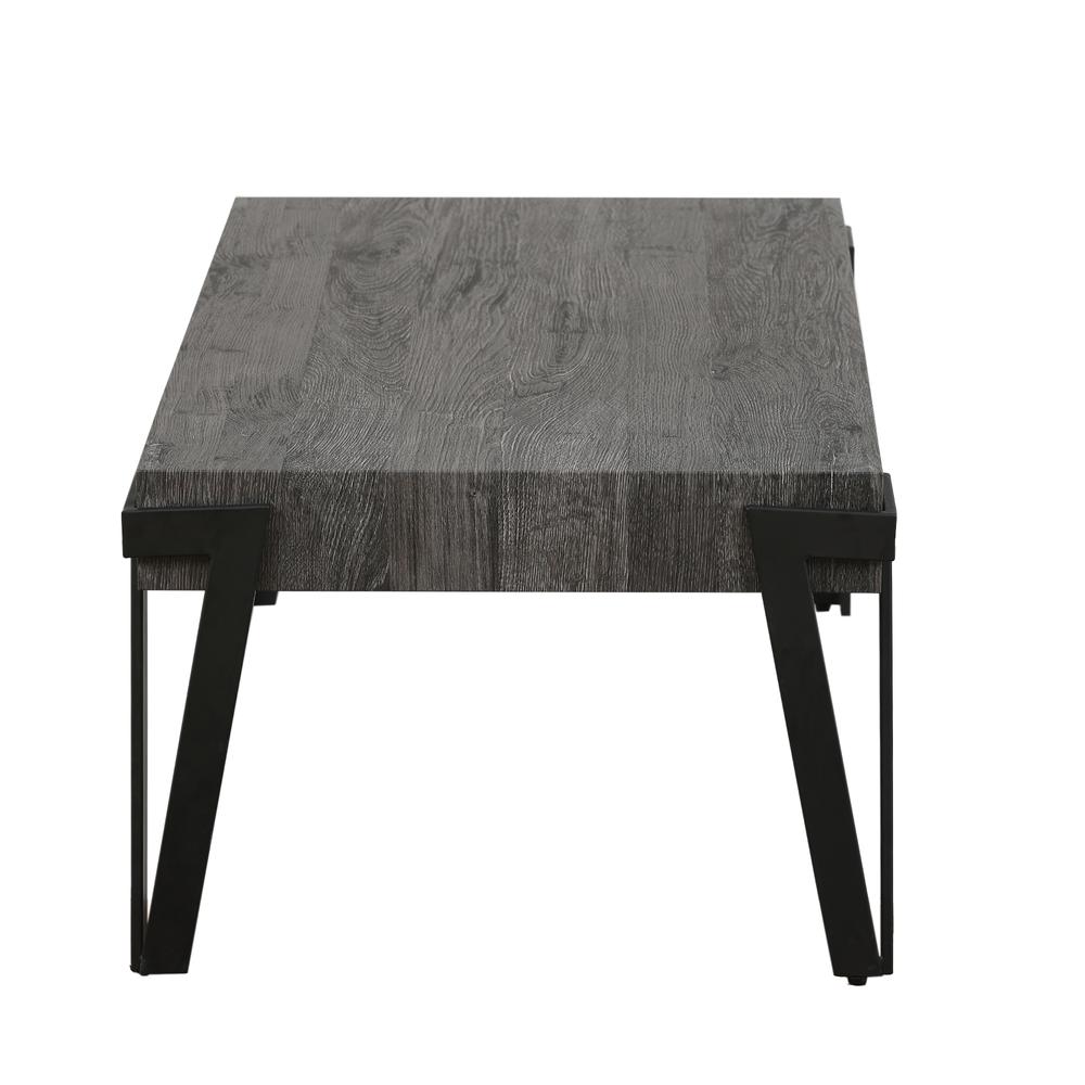 43" W Engineered Wood and Metal Coffee Table, Gray Oak. Picture 5