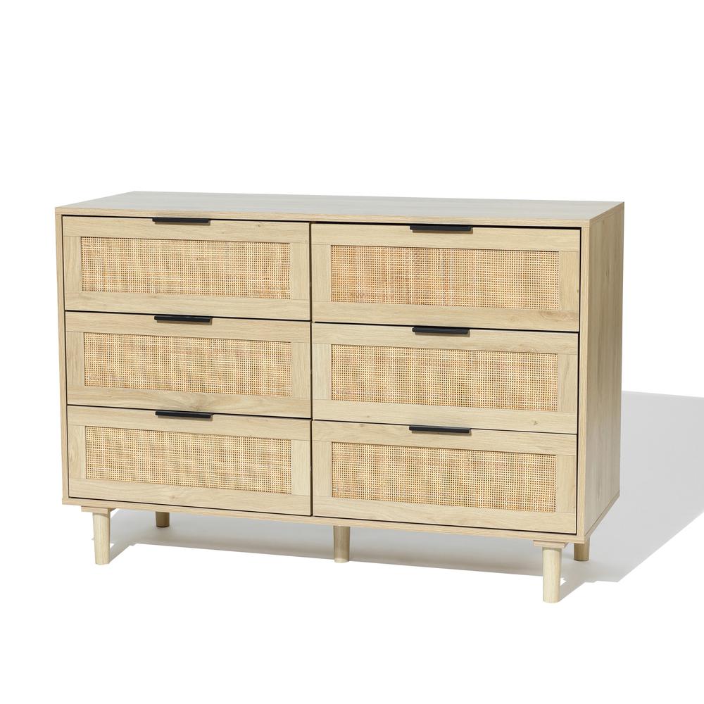 Light Oak Manufactured Wood 6-Drawer Bedroom Dresser. Picture 3