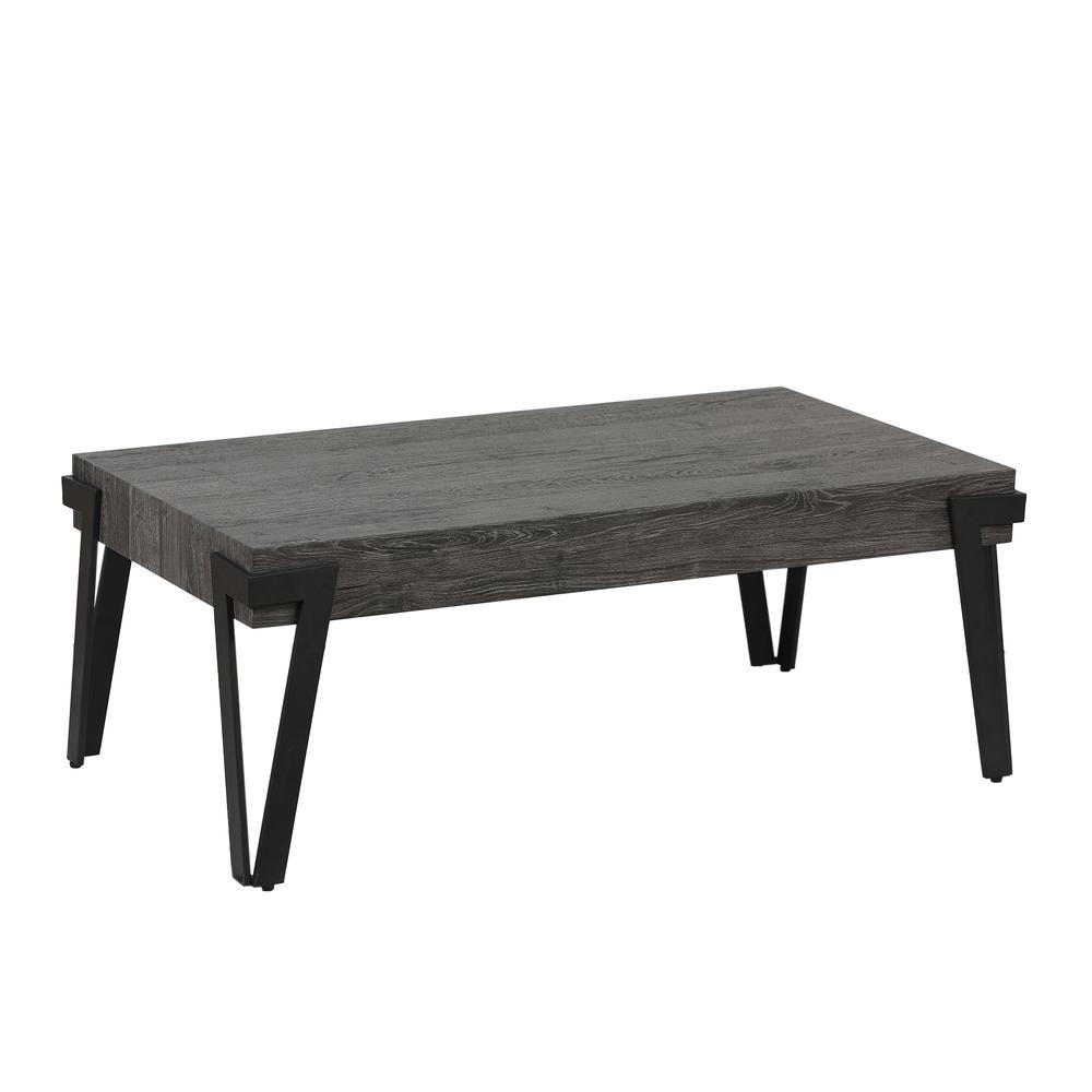 43" W Engineered Wood and Metal Coffee Table, Gray Oak. Picture 3