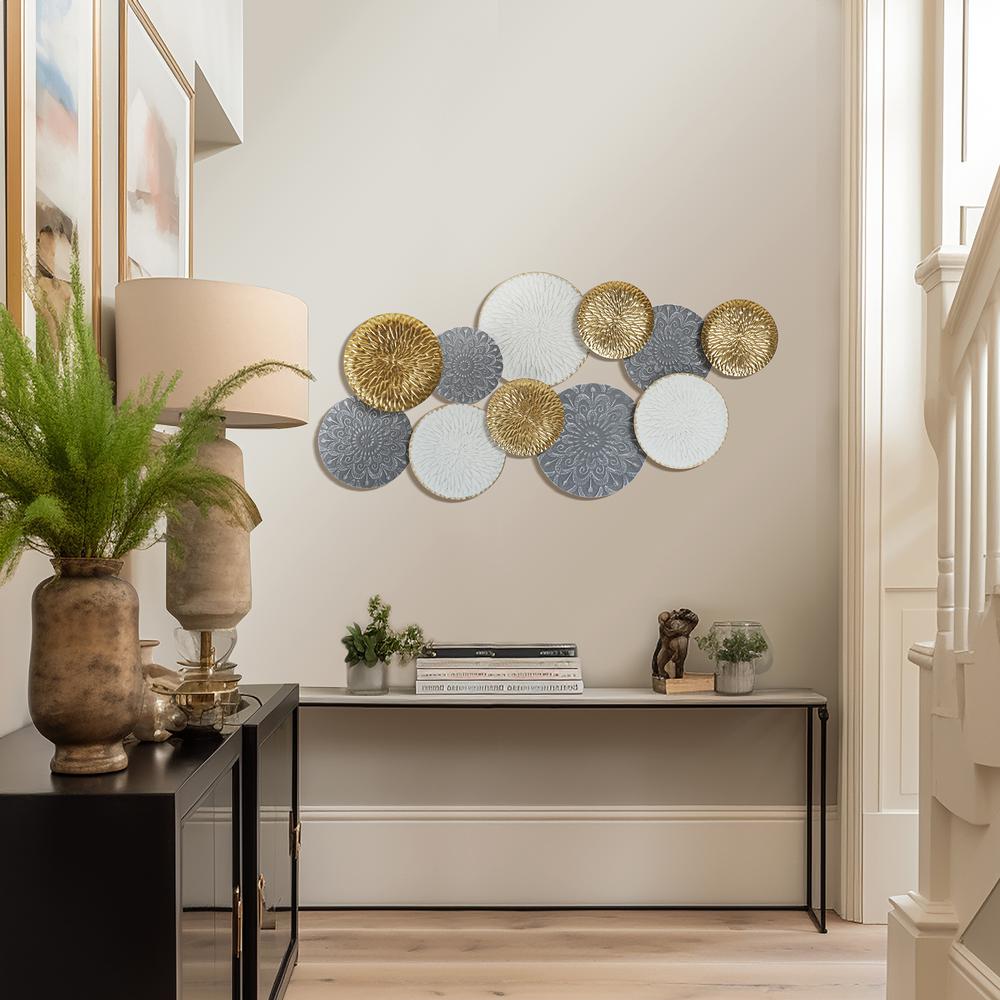 48" W Connected Circles Metal Wall Decor Sculpture. Picture 5