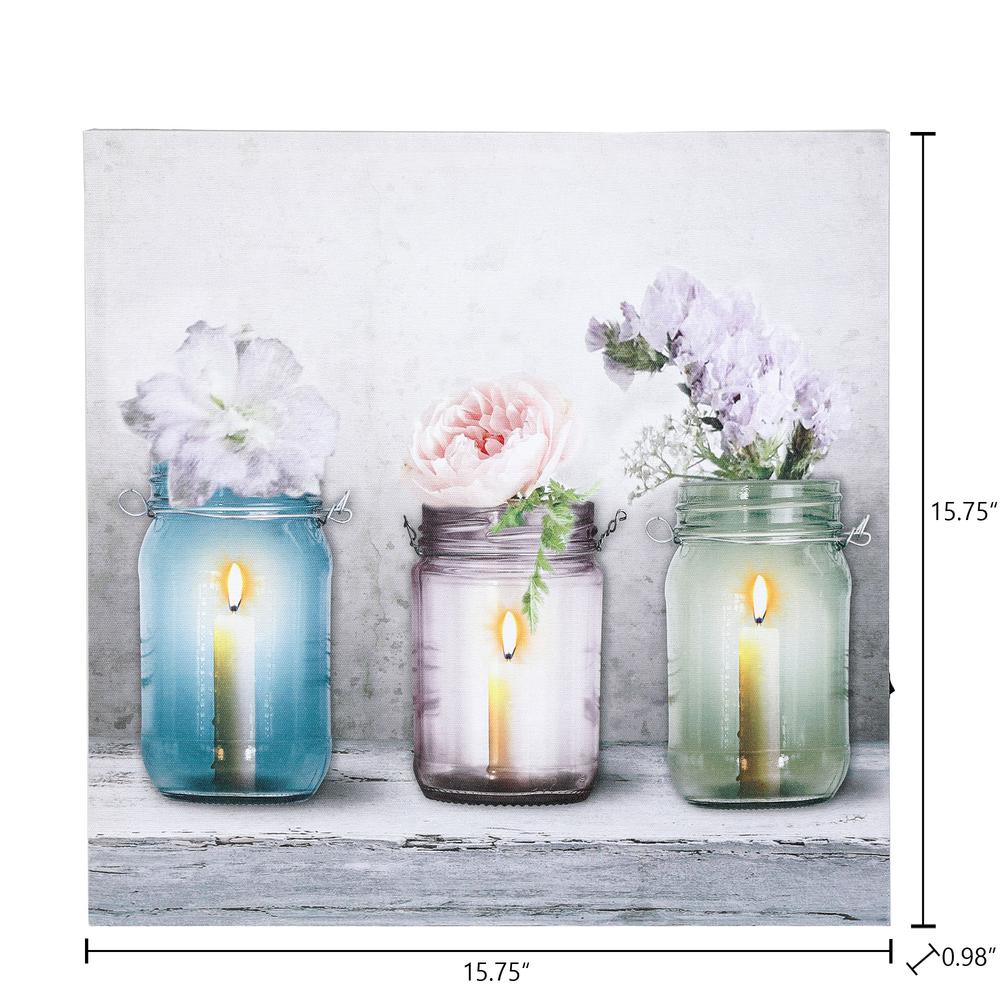Candle Flower Jars Lighted Canvas Print. Picture 7