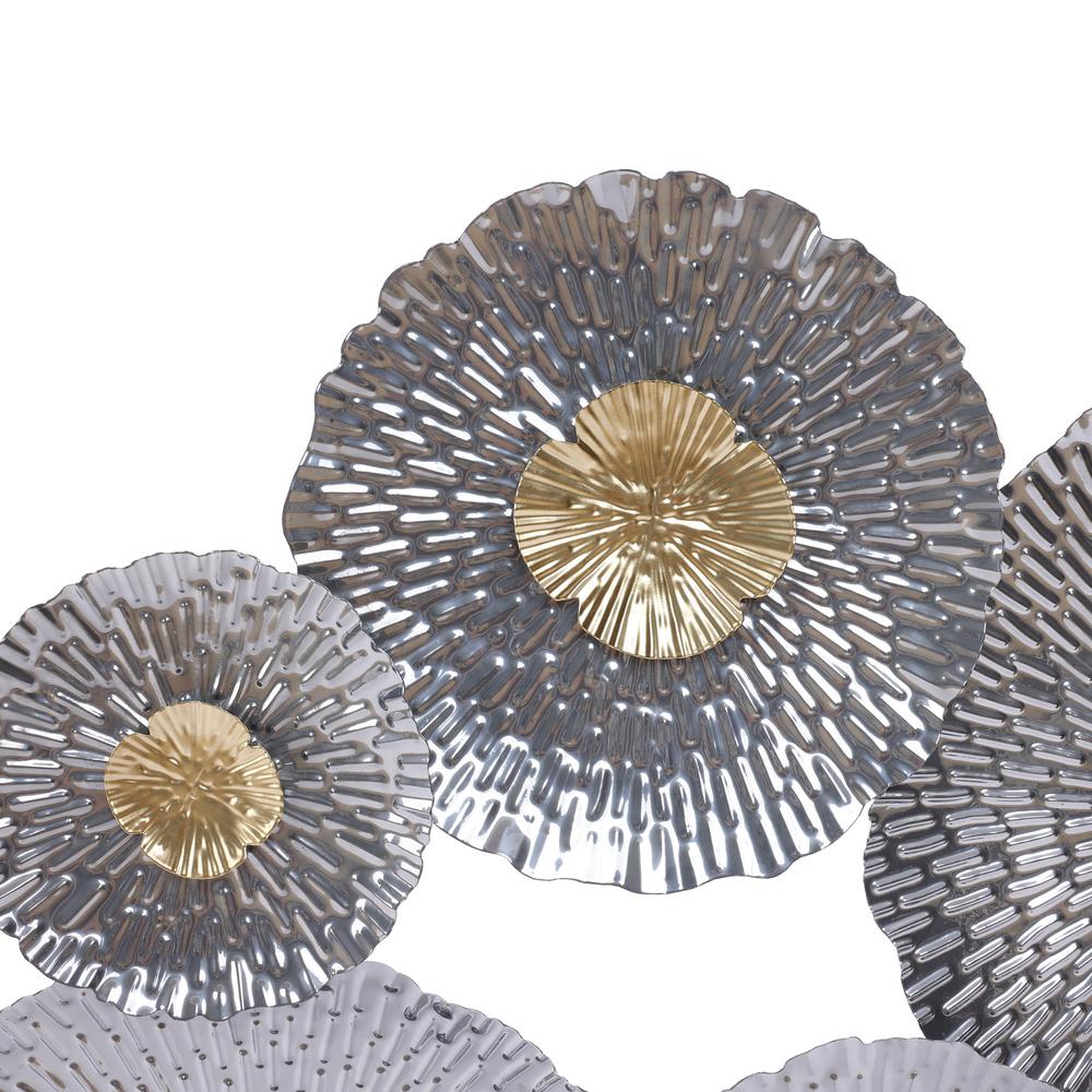 Silver and Gold Flowers Metal Wall Decor. Picture 10