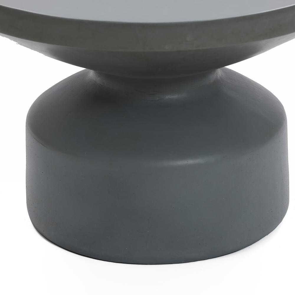 Gray MgO 24.2" Round Outdoor Coffee Table. Picture 8