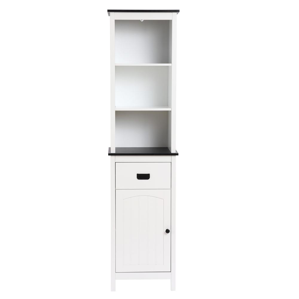 White Wood 63" H Tower Bathroom Cabinet. Picture 1