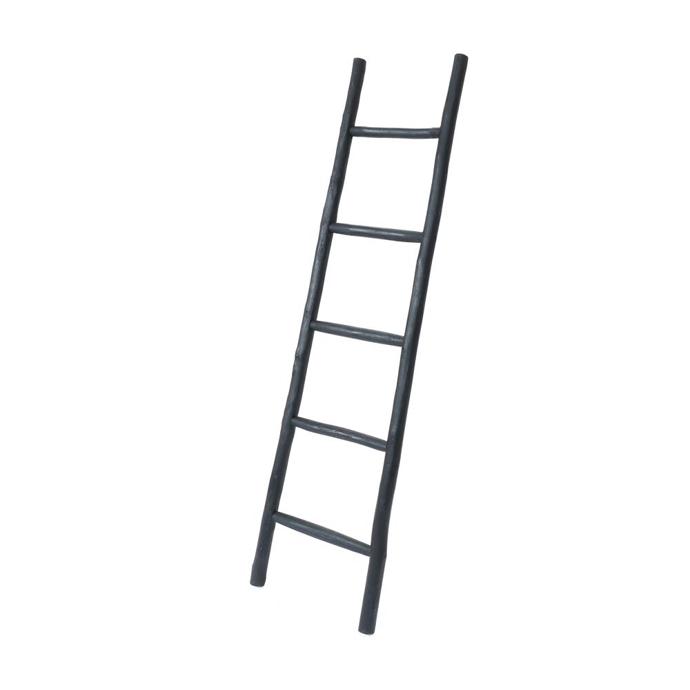 Rustic Black Wood 5-Ft Blanket Ladder. Picture 2
