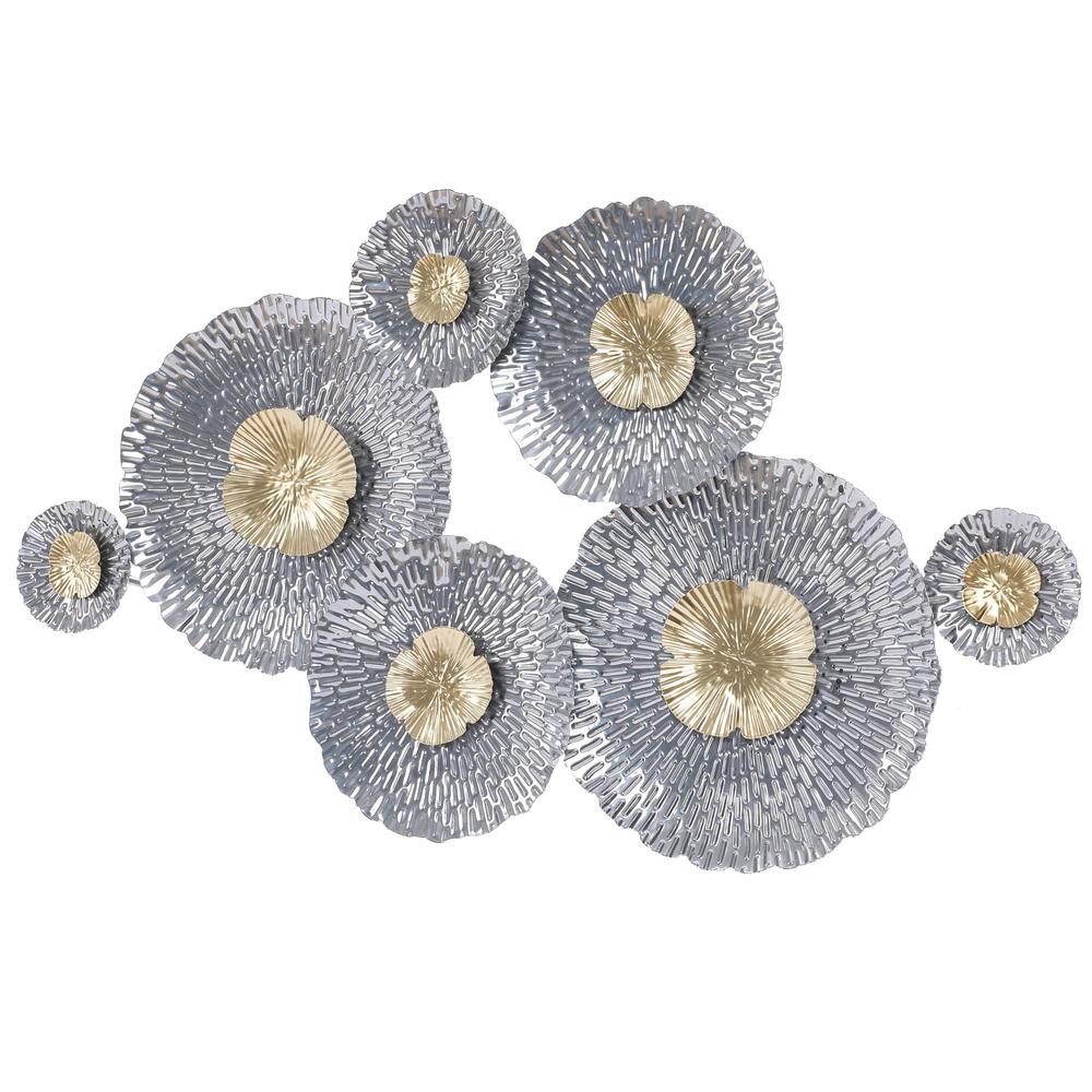Silver and Gold Flowers Metal Wall Decor. Picture 7
